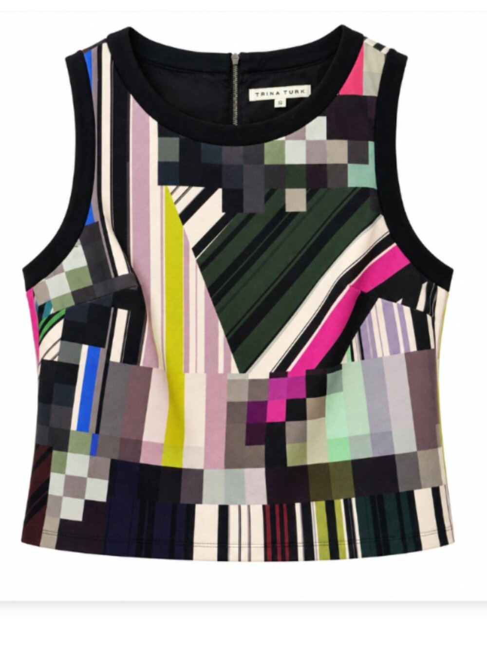 Trina Turk Geometric Print Sleeveless Crop Top - Small